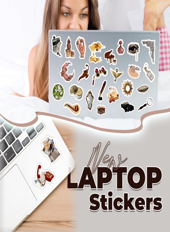 True Flair Trueflair Pack of 52 Vintage Vinyl Laptop Stickers, Random Designs, for Scrapbook, Journal, Diary, Journalling, Mobile, Waterproof, Self-Adhesive (Vintage Design 6) - Image 2